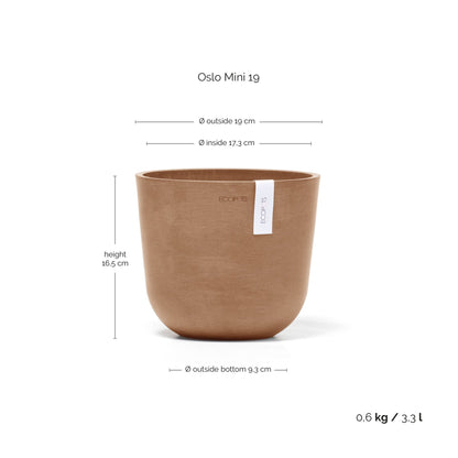 Kukkaruukku Oslo 19cm terracotta – mittapiirros