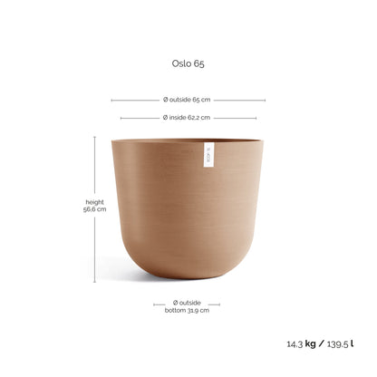 Kukkaruukku Oslo 65cm terracotta – mittapiirros