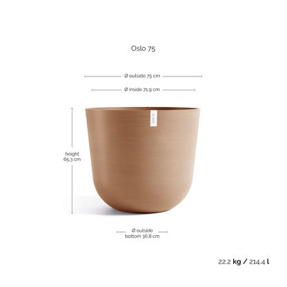 Kukkaruukku Oslo 75cm terracotta – mittapiirros