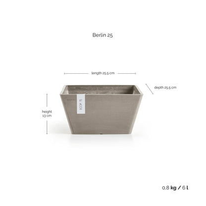 Kukkaruukku Berliini 25cm taupe – mittapiirros