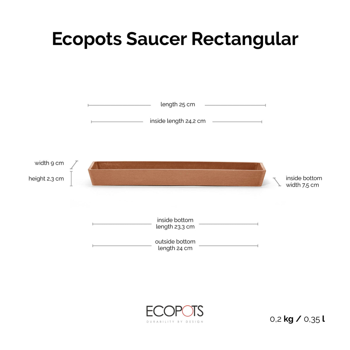 Aluslautanen Bruge 25cm terracotta – mittapiirros