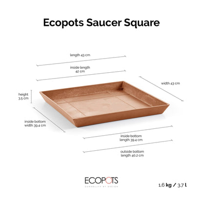 Aluslautanen Rotterdam 50cm terracotta – mittapiirros