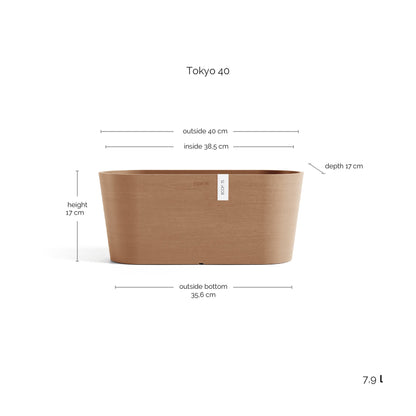 Kukkaruukku Tokio 40cm terracotta – mittapiirros