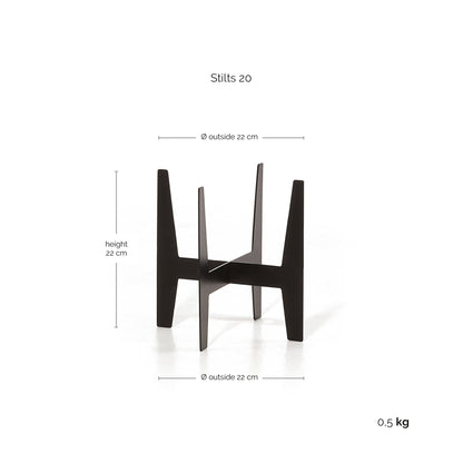 Kukkaruukku Jalusta 20cm musta – mittapiirros