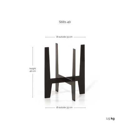Kukkaruukku Jalusta 40cm musta – mittapiirros 2