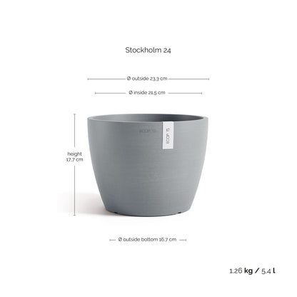 Kukkaruukku Tukholma 24cm siniharmaa – mittapiirros