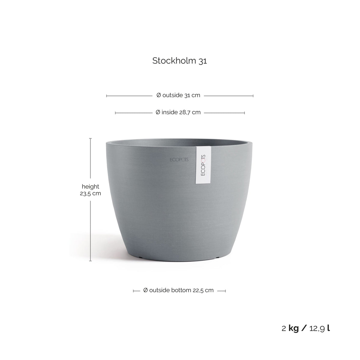 Kukkaruukku Tukholma 31cm siniharmaa