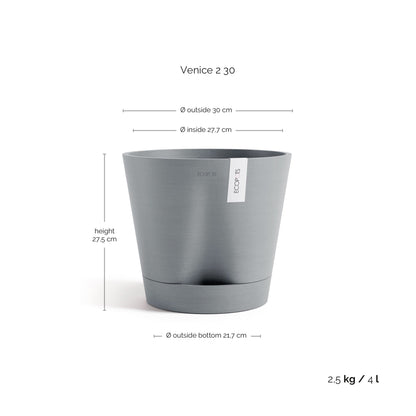 Kukkaruukku Venetsia 2.0 30cm siniharmaa – mittapiirros