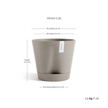Kukkaruukku Venetsia 2.0 30cm taupe – mittapiirros