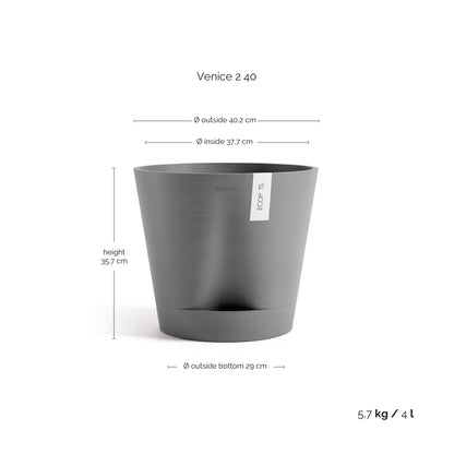 Kukkaruukku Venetsia 2.0 40cm harmaa – mittapiirros