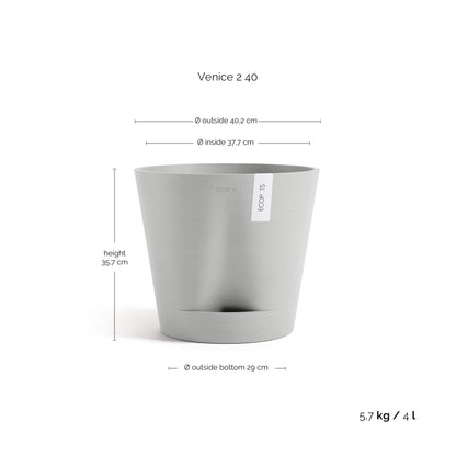 Kukkaruukku Venetsia 2.0 40cm valkoharmaa – mittapiirros