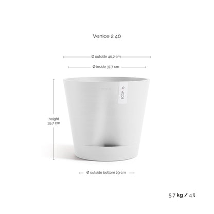 Kukkaruukku Venetsia 2.0 40cm valkoinen – mittapiirros