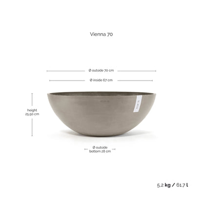 Kukkaruukku Vienna 70cm taupe – mittapiirros
