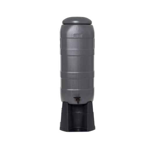 Water barrel 100l gray with tap, lid and stand 