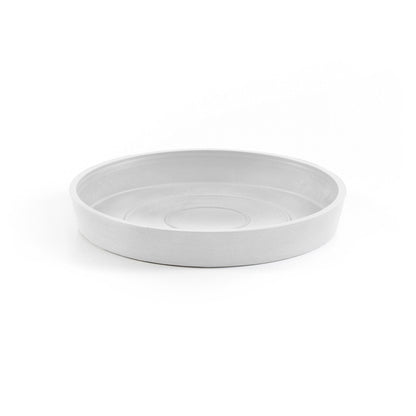 Kukkaruukku - Ecopots - Aluslautanen Amsterdam 10cm valkoinen - Ecopots - Uuden aikakauden kukkaruukku kierrätysmateriaalista
