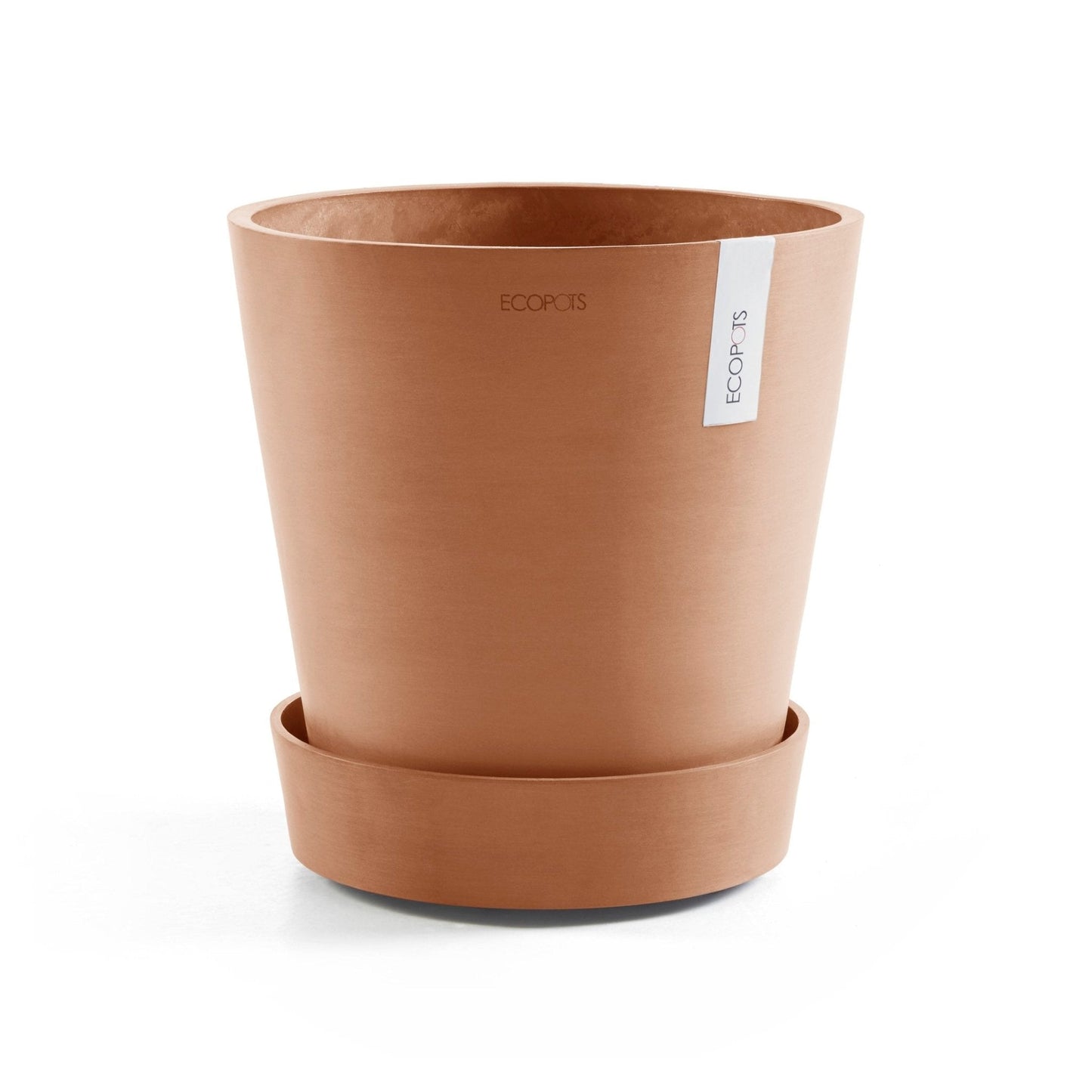 Kukkaruukku - Ecopots - Aluslautanen Amsterdam pyörillä 30cm terracotta - Ecopots - Uuden aikakauden kukkaruukku kierrätysmateriaalista