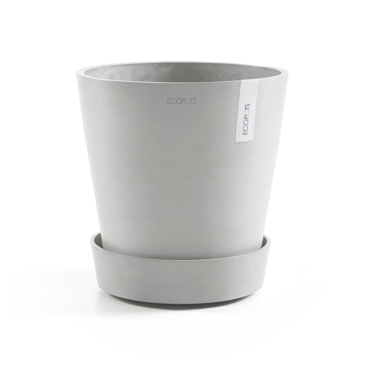 Kukkaruukku - Ecopots - Aluslautanen Amsterdam pyörillä 30cm valkoharmaa - Ecopots - Uuden aikakauden kukkaruukku kierrätysmateriaalista