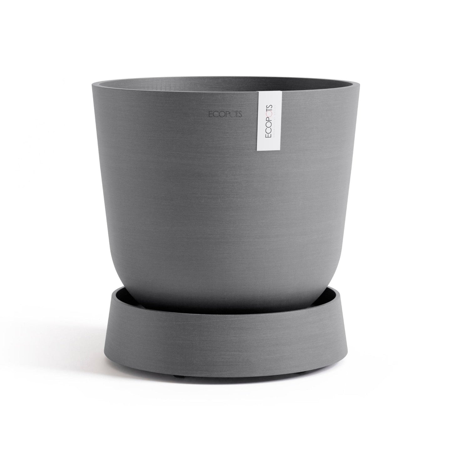 Kukkaruukku - Ecopots - Aluslautanen Oslo pyörillä 35cm harmaa - Ecopots - Uuden aikakauden kukkaruukku kierrätysmateriaalista