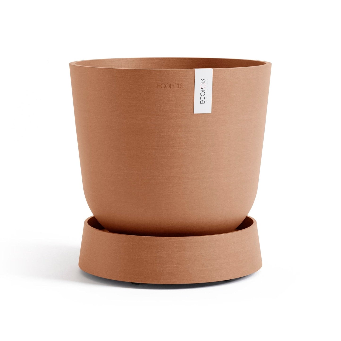 Kukkaruukku - Ecopots - Aluslautanen Oslo pyörillä 35cm terracotta - Ecopots - Uuden aikakauden kukkaruukku kierrätysmateriaalista