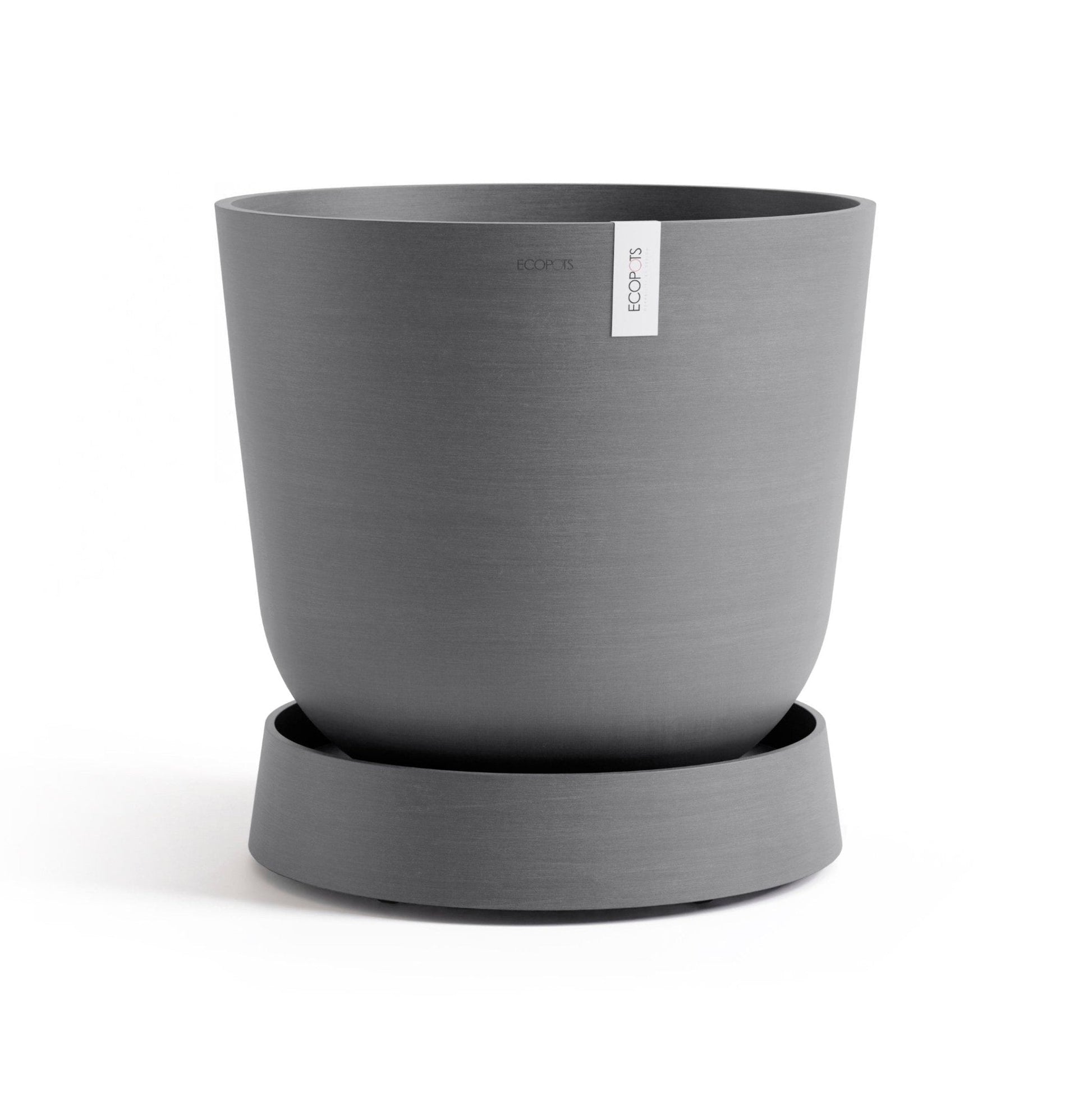 Kukkaruukku - Ecopots - Aluslautanen Oslo pyörillä 45cm harmaa - Ecopots - Uuden aikakauden kukkaruukku kierrätysmateriaalista