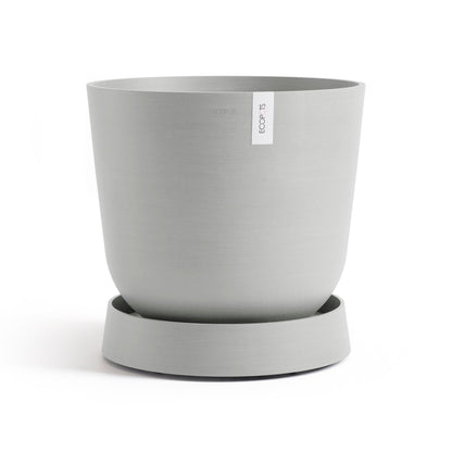 Kukkaruukku - Ecopots - Aluslautanen Oslo pyörillä 55cm valkoharmaa - Ecopots - Uuden aikakauden kukkaruukku kierrätysmateriaalista