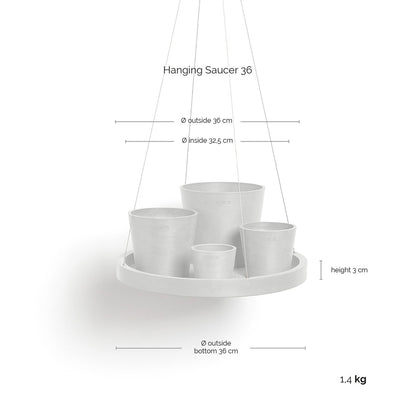 Kukkaruukku - Ecopots - Aluslautanen ripustettava 36cm harmaa - Ecopotskauppa - Uuden aikakauden kukkaruukku