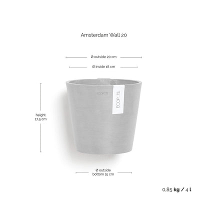 Kukkaruukku - Ecopots - Amsterdam 20cm seinäruukku valkoharmaa - Ecopotskauppa - Uuden aikakauden kukkaruukku