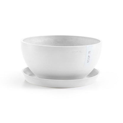 Kukkaruukku - Ecopots - Amsterdam aluslautanen 21cm valkoinen - Ecopotskauppa - Uuden aikakauden kukkaruukku