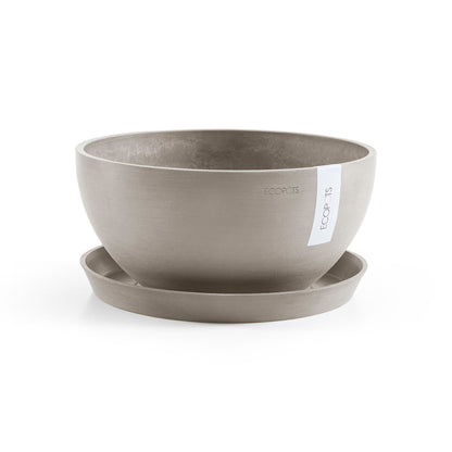 Kukkaruukku - Ecopots - Amsterdam aluslautanen 30cm taupe - Ecopotskauppa - Uuden aikakauden kukkaruukku
