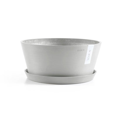 Kukkaruukku - Ecopots - Amsterdam aluslautanen 40cm valkoharmaa - Ecopotskauppa - Uuden aikakauden kukkaruukku