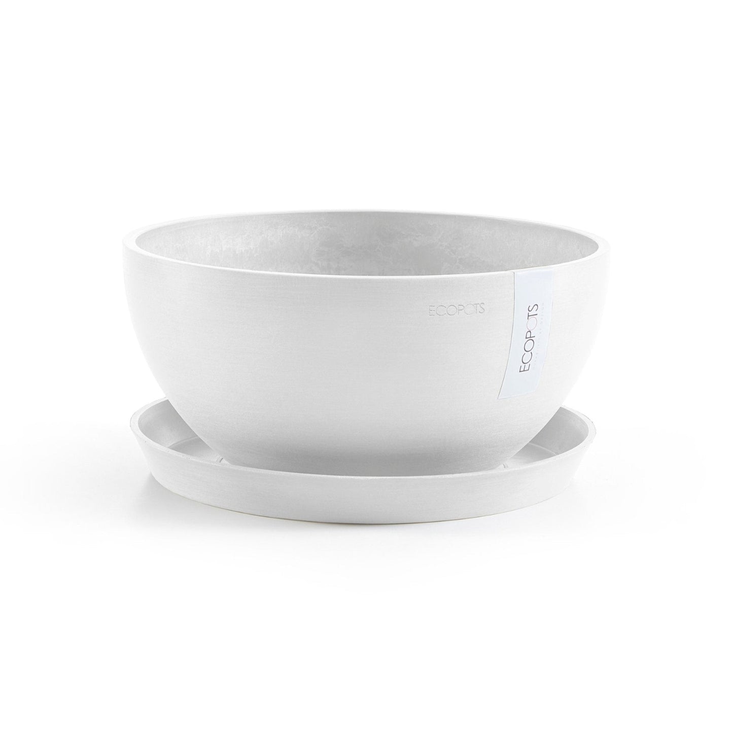 Kukkaruukku - Ecopots - Amsterdam aluslautanen 40cm valkoinen - Ecopotskauppa - Uuden aikakauden kukkaruukku