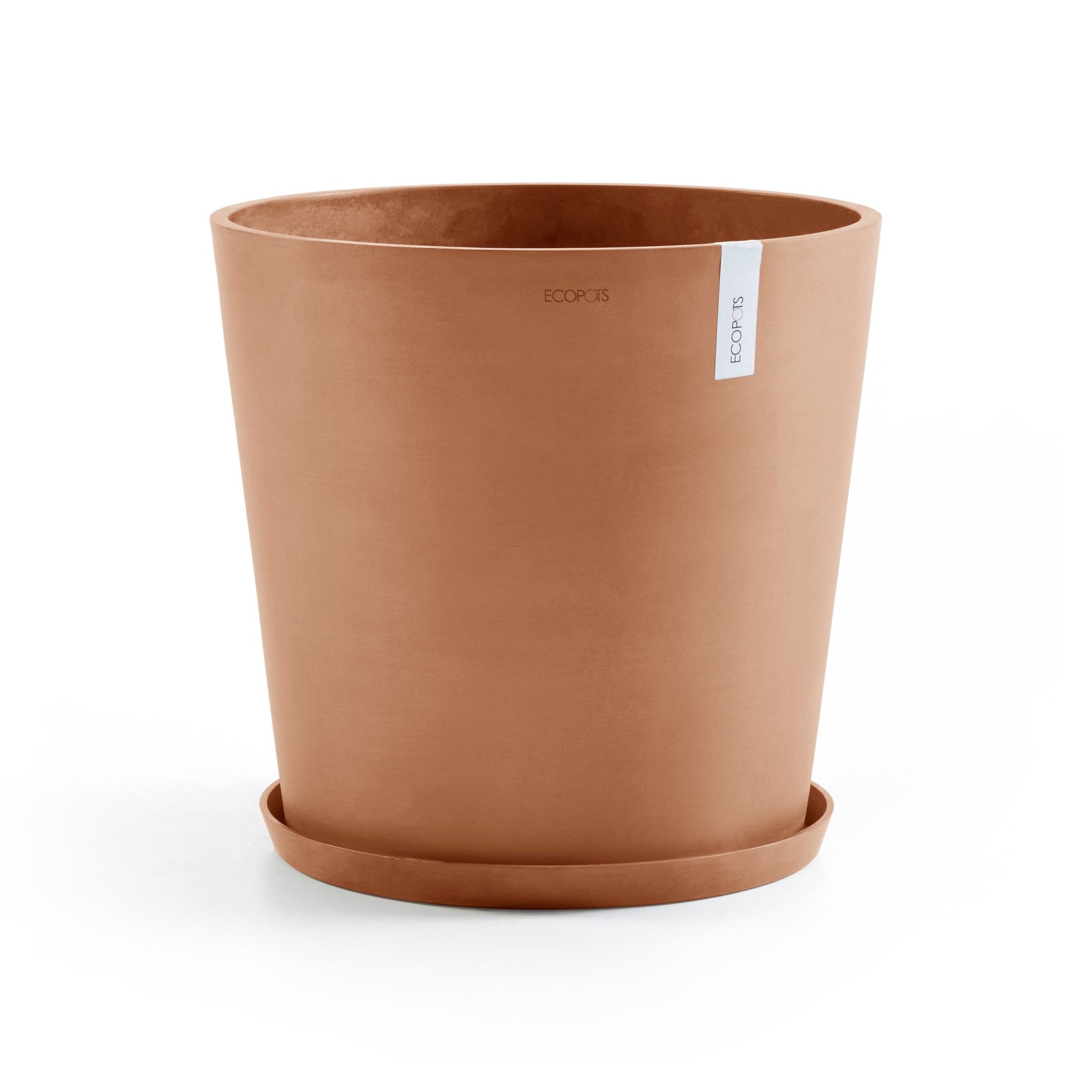 Kukkaruukku - Ecopots - Amsterdam aluslautanen 50cm terracotta - Ecopotskauppa - Uuden aikakauden kukkaruukku