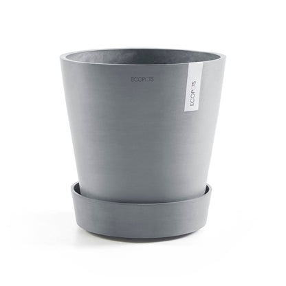 Kukkaruukku - Ecopots - Amsterdam aluslautanen pyörillä 40cm siniharmaa - Ecopotskauppa - Uuden aikakauden kukkaruukku