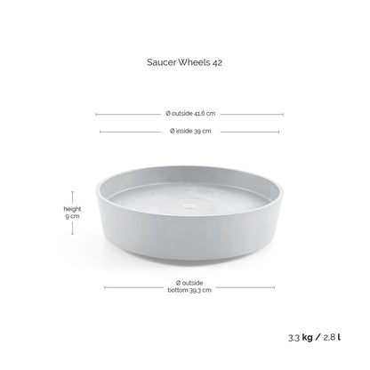 Kukkaruukku - Ecopots - Amsterdam aluslautanen pyörillä 40cm taupe - Ecopotskauppa - Uuden aikakauden kukkaruukku