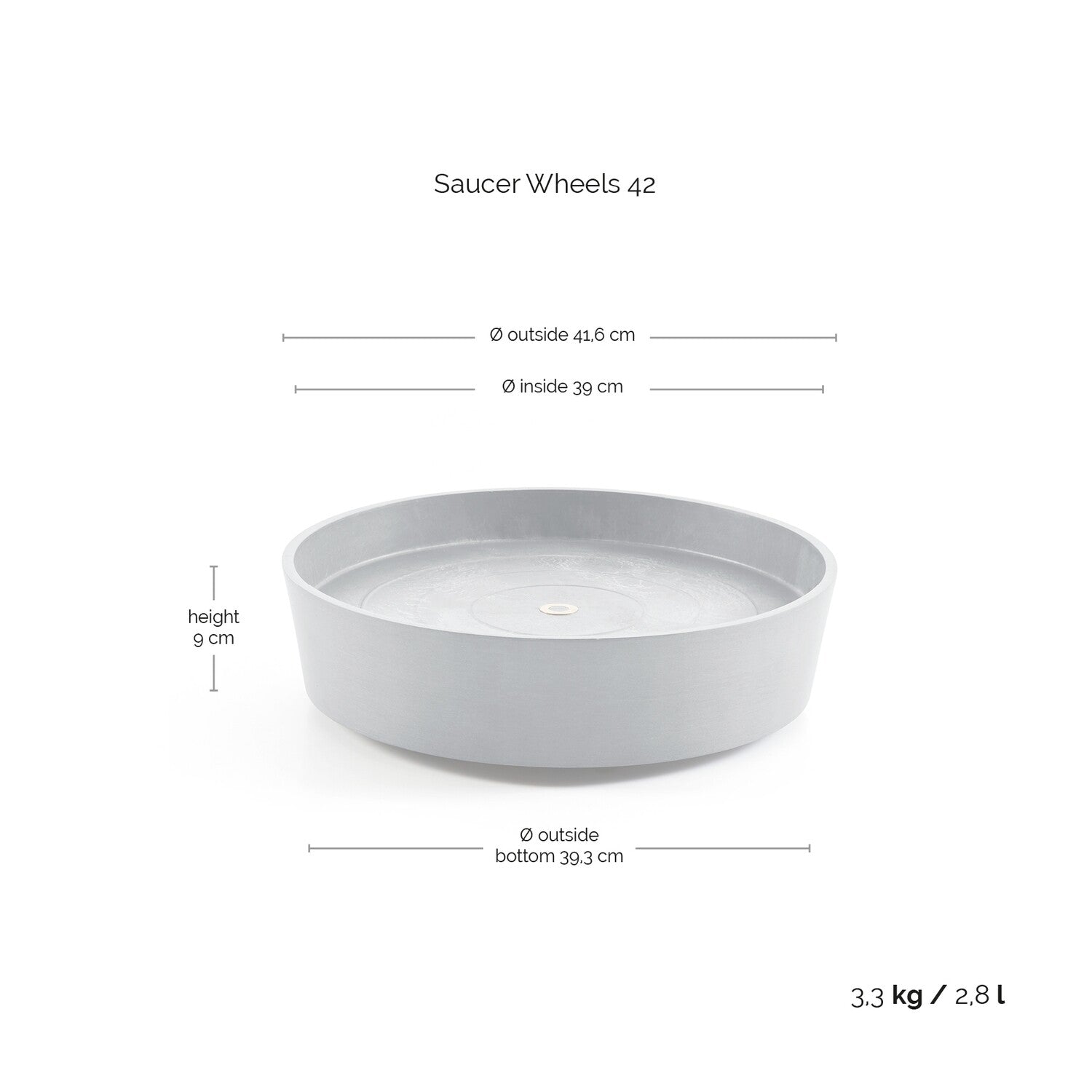 Kukkaruukku - Ecopots - Amsterdam aluslautanen pyörillä 40cm taupe - Ecopotskauppa - Uuden aikakauden kukkaruukku