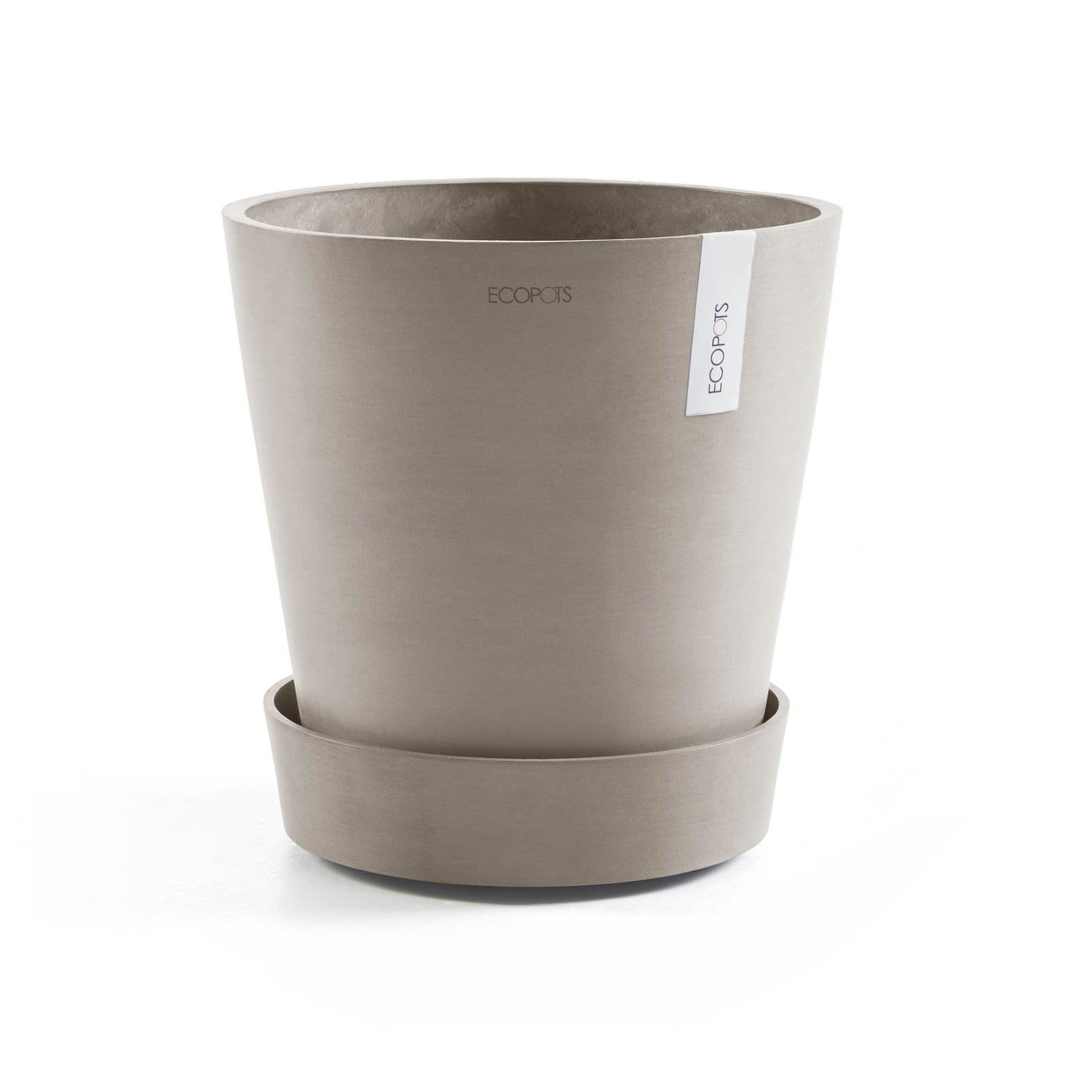 Kukkaruukku - Ecopots - Amsterdam aluslautanen pyörillä 40cm taupe - Ecopotskauppa - Uuden aikakauden kukkaruukku