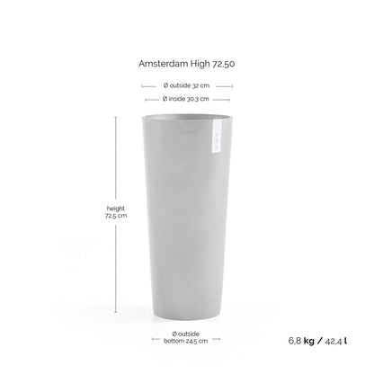 Kukkaruukku - Ecopots - Amsterdam korkea 70cm tummanharmaa - Ecopotskauppa - Uuden aikakauden kukkaruukku