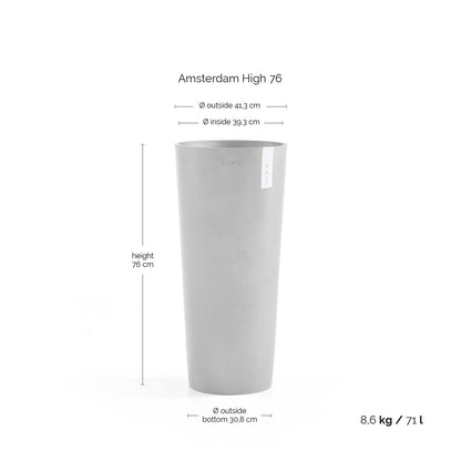 Kukkaruukku - Ecopots - Amsterdam korkea 76cm harmaa - Ecopotskauppa - Uuden aikakauden kukkaruukku