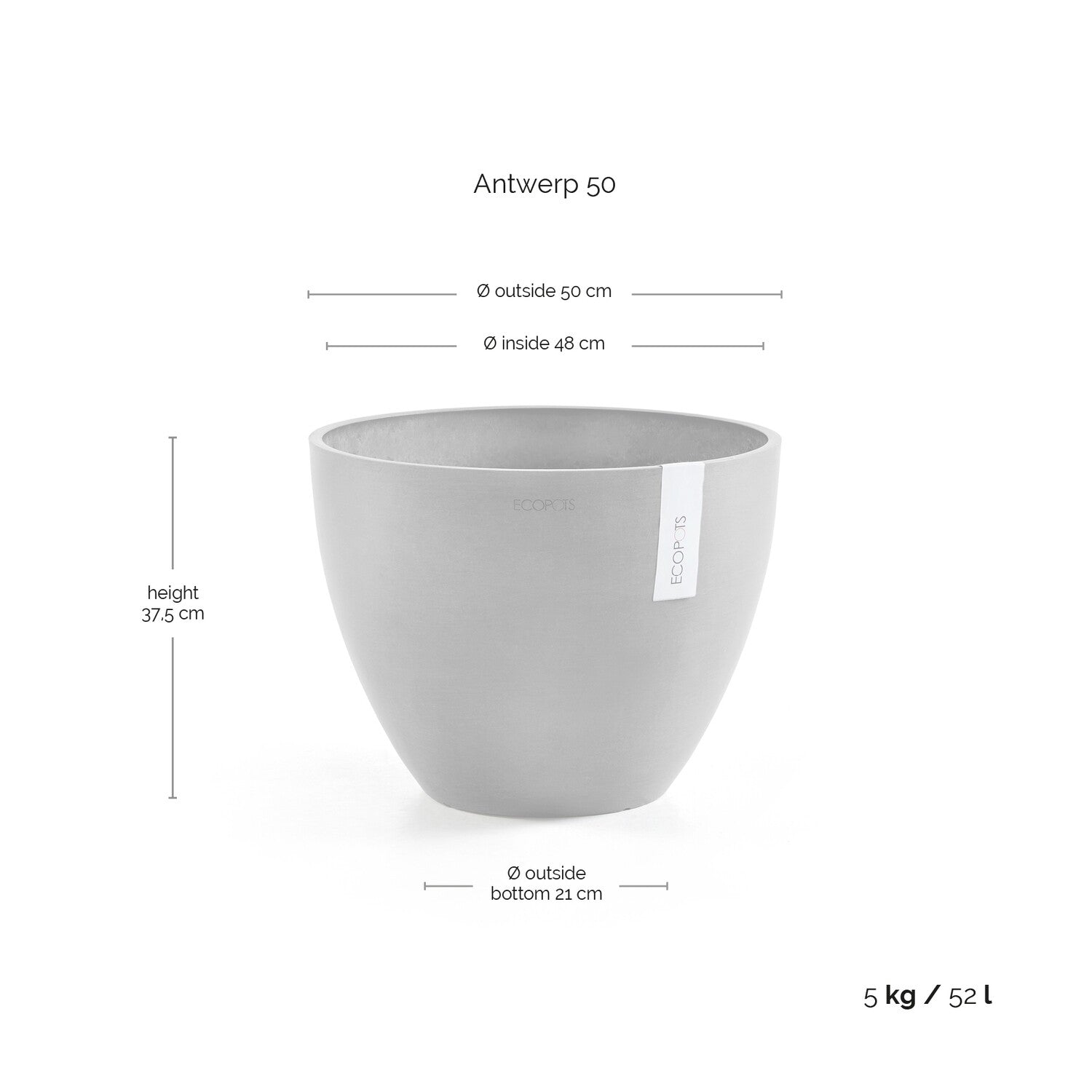 Kukkaruukku - Ecopots - Antwerpen 50cm terracotta - Ecopotskauppa - Uuden aikakauden kukkaruukku