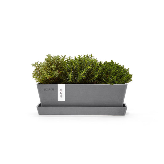 Kukkaruukku - Ecopots - Bruge 25cm + Aluslautanen harmaa - Ecopotskauppa - Uuden aikakauden kukkaruukku