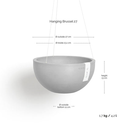 Kukkaruukku - Ecopots - Brysseli ripustettava 27cm taupe - Ecopotskauppa - Uuden aikakauden kukkaruukku
