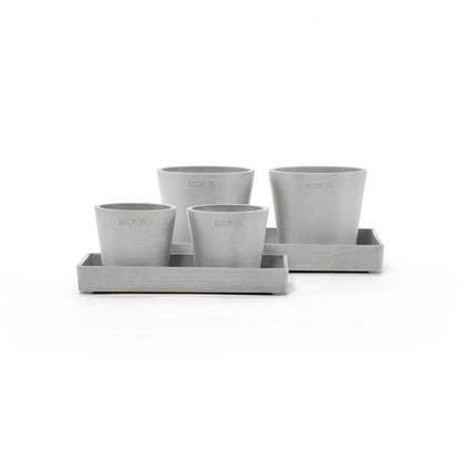 Kukkaruukku - Ecopots - Esillepanotarjotin 20cm valkoharmaa - Ecopotskauppa - Uuden aikakauden kukkaruukku