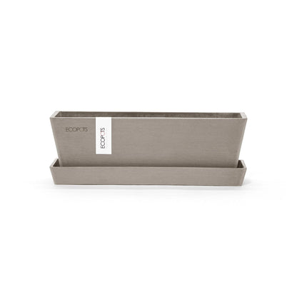 Kukkaruukku - Ecopots - Kukkaruukku Bruge 25cm + aluslautanen taupe - Ecopots - Uuden aikakauden kukkaruukku kierrätysmateriaalista