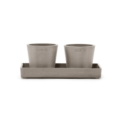 Kukkaruukku - Ecopots - Kukkaruukku esillepanotarjotin 20cm taupe - Ecopots - Uuden aikakauden kukkaruukku kierrätysmateriaalista