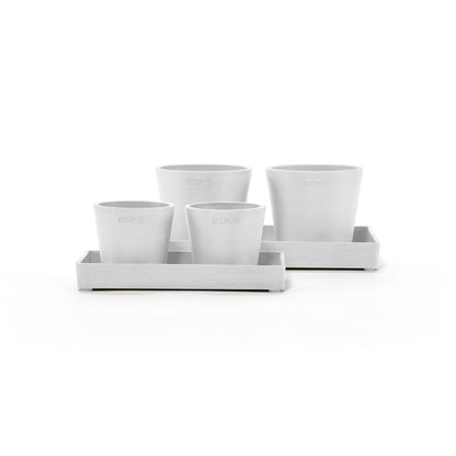 Kukkaruukku - Ecopots - Kukkaruukku esillepanotarjotin 20cm valkoinen - Ecopots - Uuden aikakauden kukkaruukku kierrätysmateriaalista
