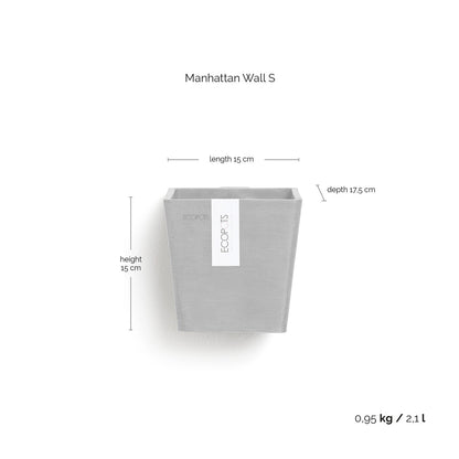 Kukkaruukku - Ecopots - Manhattan seinä 15cm valkoharmaa - Ecopotskauppa - Uuden aikakauden kukkaruukku