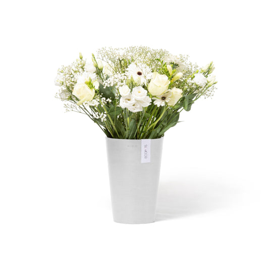 Kukkaruukku - Ecopots - Pisa 14cm valkoinen - Ecopotskauppa - Uuden aikakauden kukkaruukku