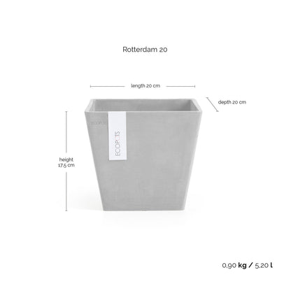 Kukkaruukku - Ecopots - Rotterdam 20cm harmaa - Ecopotskauppa - Uuden aikakauden kukkaruukku