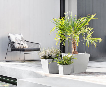 Kukkaruukku - Ecopots - Rotterdam 20cm valkoharmaa - Ecopots - Uuden aikakauden kukkaruukku kierrätysmateriaalista