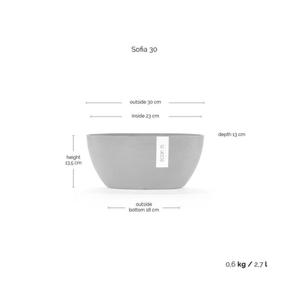 Kukkaruukku - Ecopots - Sofia 30cm harmaa - Ecopotskauppa - Uuden aikakauden kukkaruukku